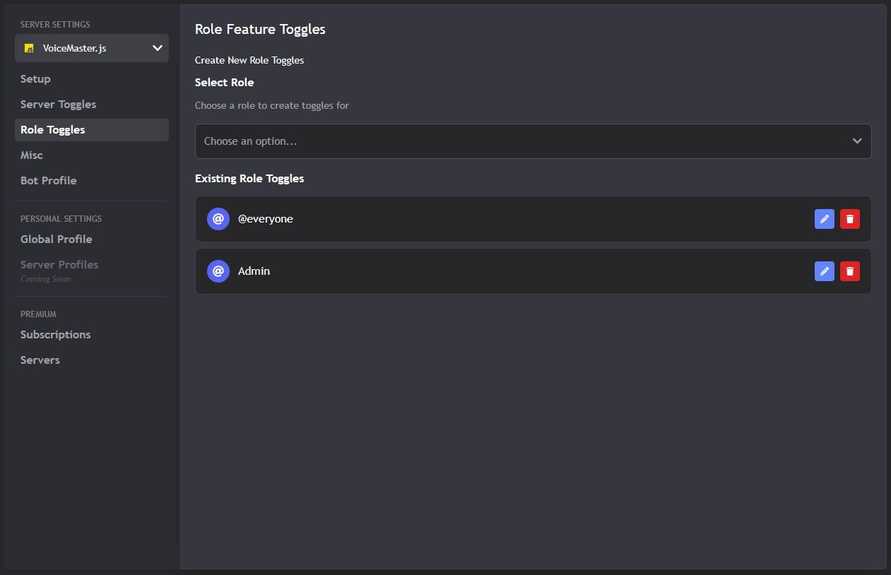 Role Toggles Configuration